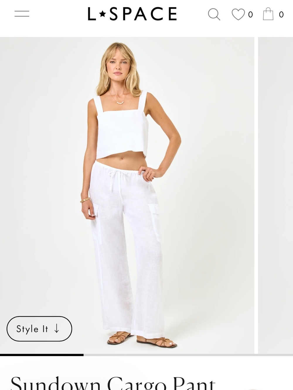 l*space White Wide-Leg Sundown Cargo Pants